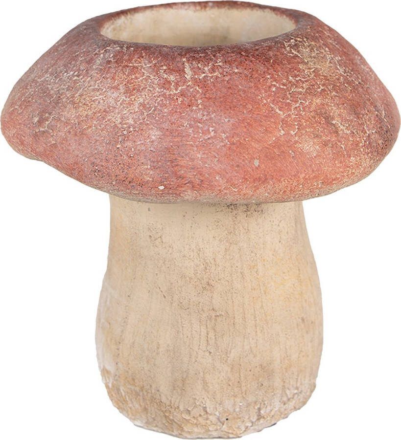 Clayre & Eef Bloempot Paddenstoel Ø 21x23 cm Bruin Rood Steen Bloempot binnen Bruin Bloempot binnen