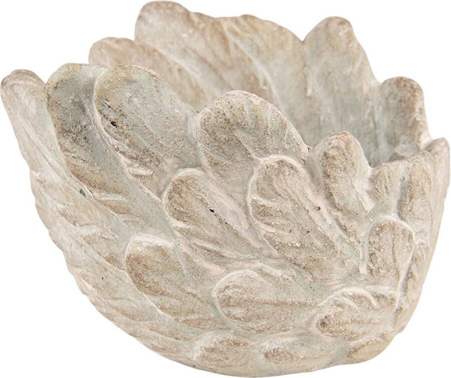 Clayre & Eef Bloempot Vleugels Ø 20x13 Cm Grijs Steen Bloempot Binnen Plantenpot Plant Pot Grijs Bloempot Binnen