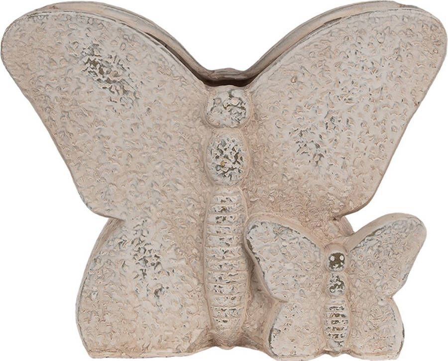 Clayre & Eef Bloempot Vlinder 24x10x19 cm Beige Steen
