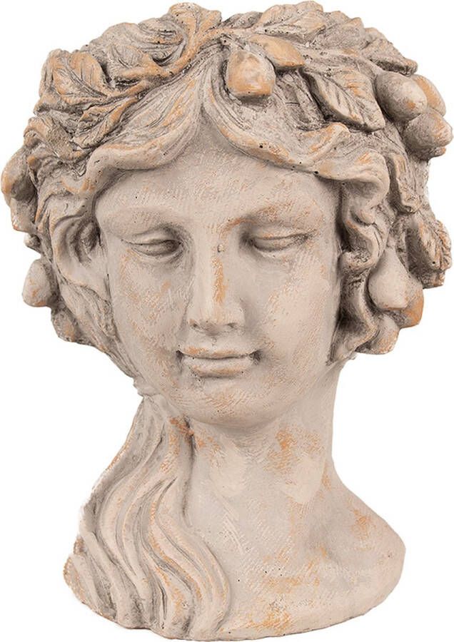 Clayre & Eef Bloempot Vrouw 16x14x22 cm Grijs Steen