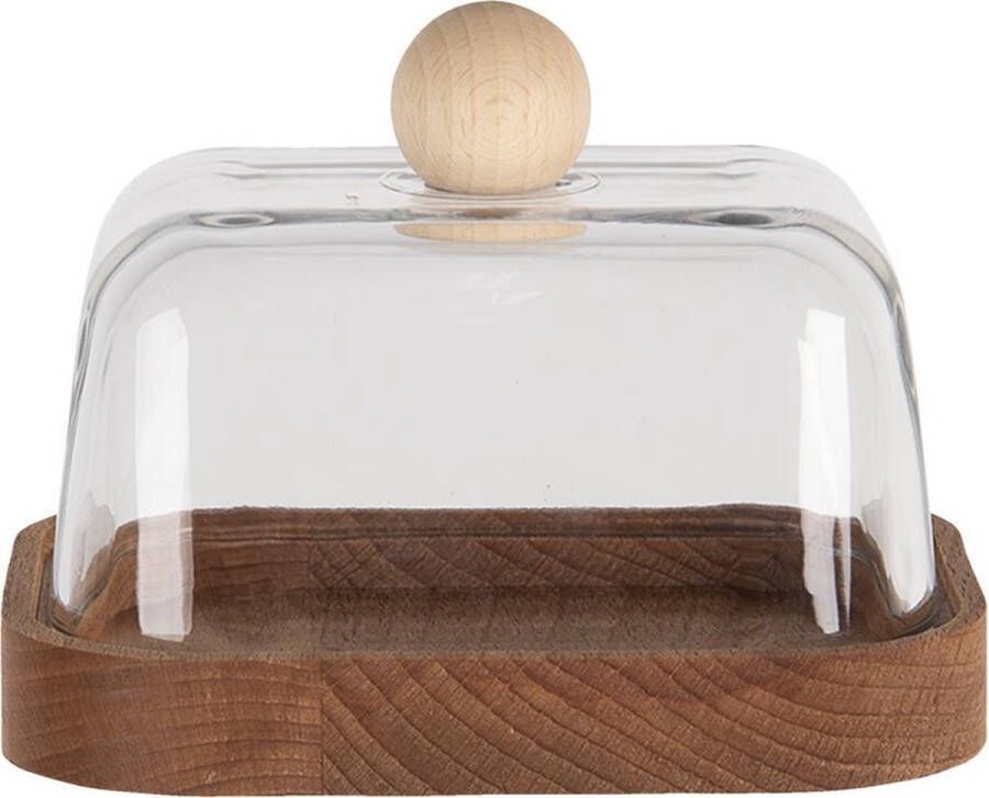 Clayre & Eef Botervloot 13x7 cm Glas Boterschaal Transparant Boterschaal
