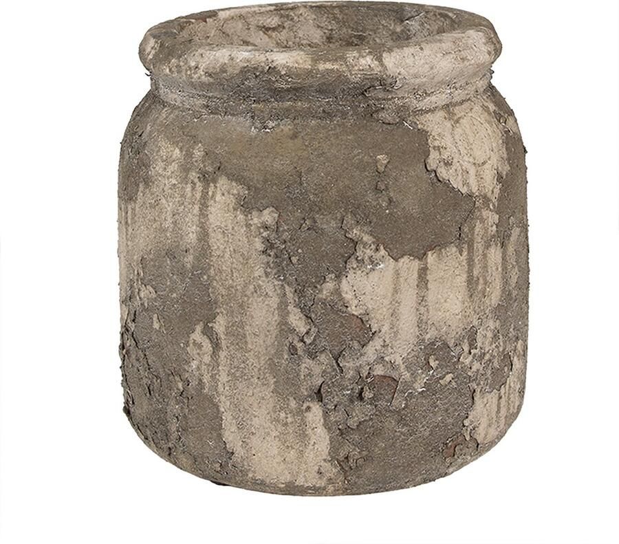 Clayre & Eef Bloempot Ø 14x13 cm Grijs Beige Terracotta