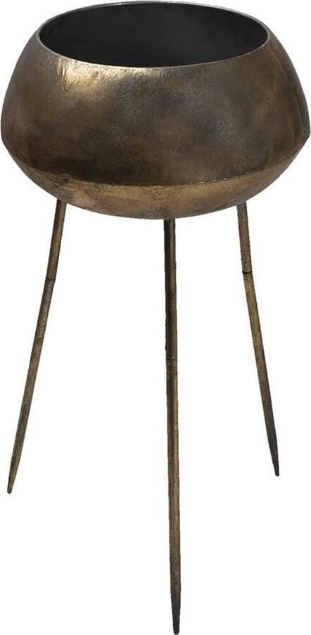 Clayre & Eef Bloempot Ø 35x68 cm Goudkleurig Metaal Rond Bloempot binnen