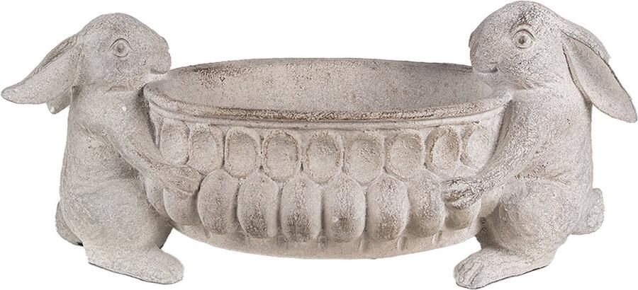 Clayre & Eef Bloempot 43x18x19 cm Grijs Polyresin Konijnen