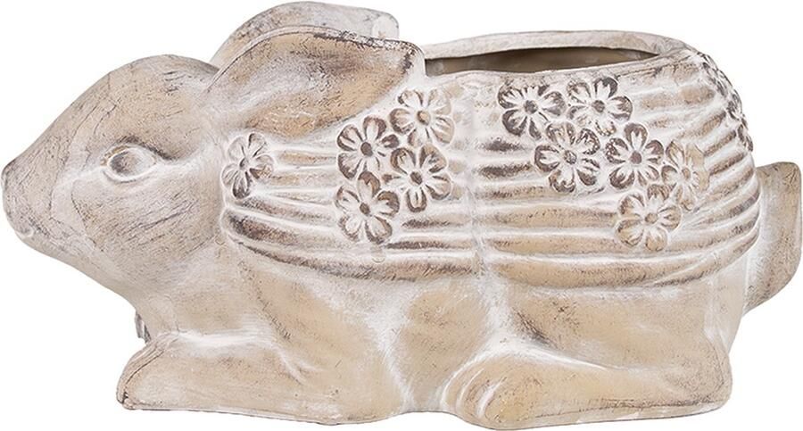 Clayre & Eef Bloempot Konijn 30x17x13 cm Beige Steen