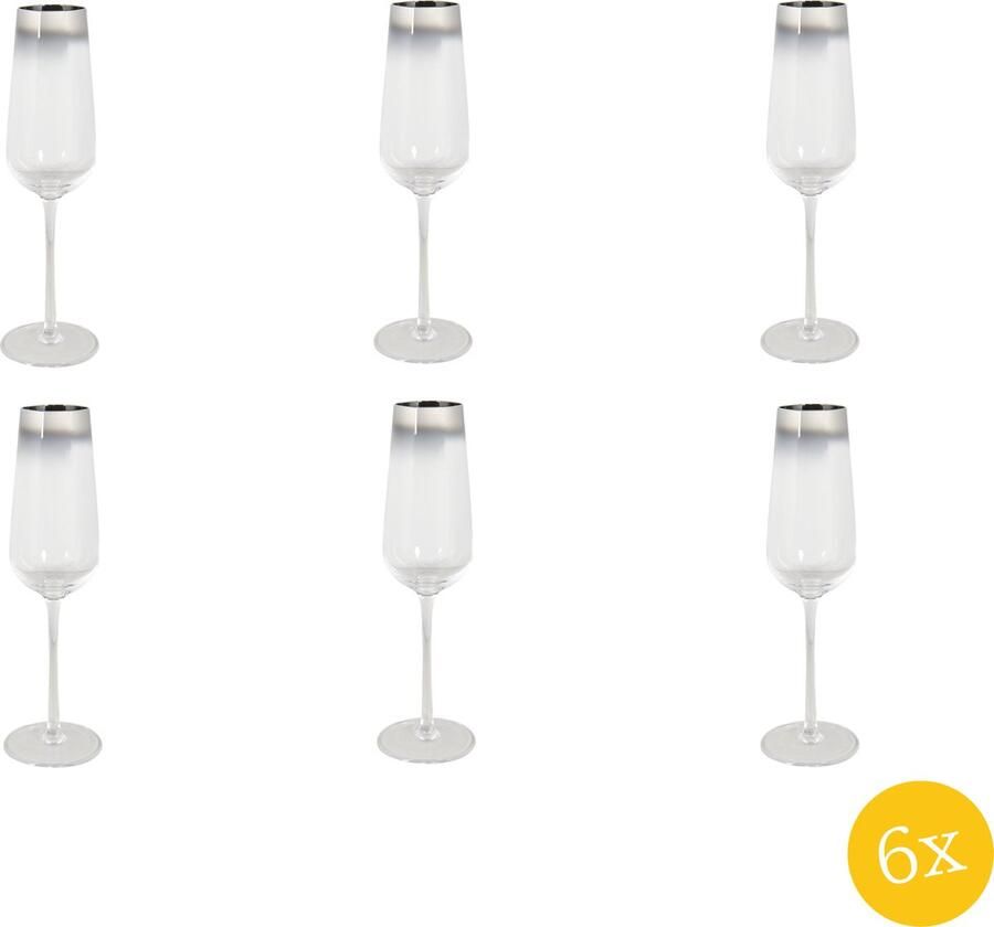 Clayre & Eef Champagneglas set van 6 stuks 320 ml Glas Wijnglas