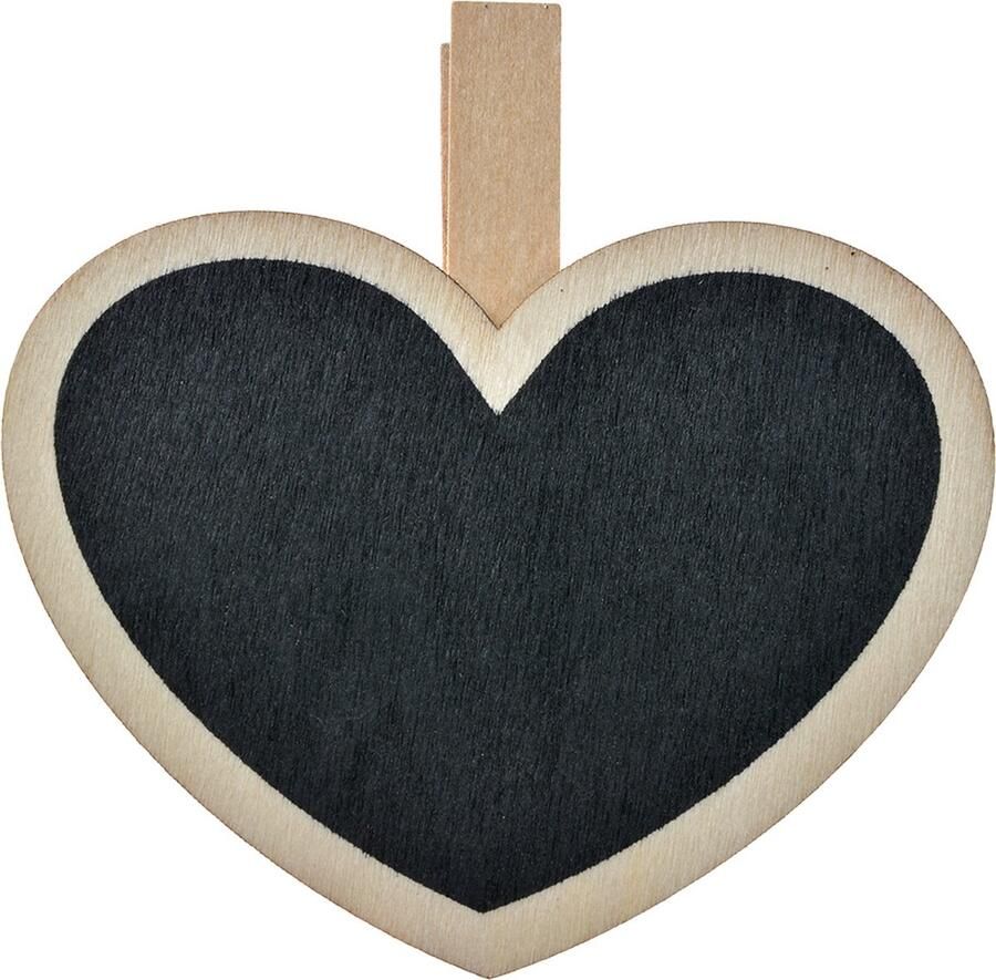 Clayre & Eef Krijtbord Hart 8x2x8 cm Zwart Hout