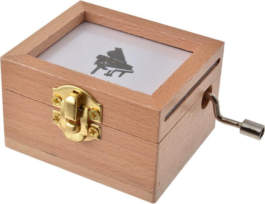 Clayre & Eef Muziekdoos 9x6x4 cm Wit Beige Hout