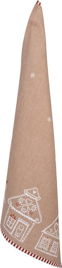 Clayre & Eef Theedoek 50x70 cm Bruin Katoen Gingerbread house Keukenhanddoek