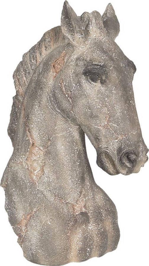 Clayre & Eef Decoratie Beeld Paard 27*17*39 cm Grijs Kunststof Decoratief Figuur Decoratieve Accessoires Woonaccessoires