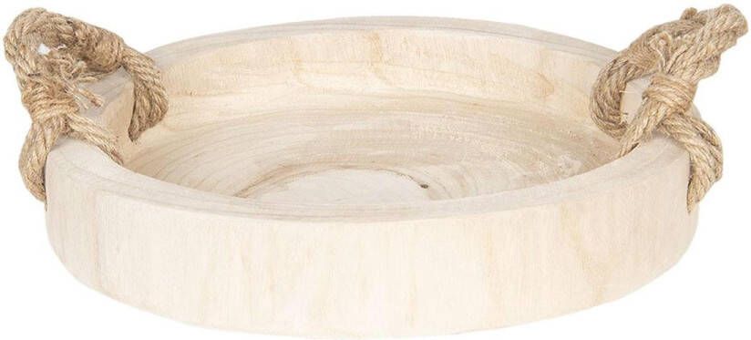 Clayre & Eef Decoratie Dienblad Ø 35 cm Bruin Hout Rond Serveerschaal Bruin Serveerschaal