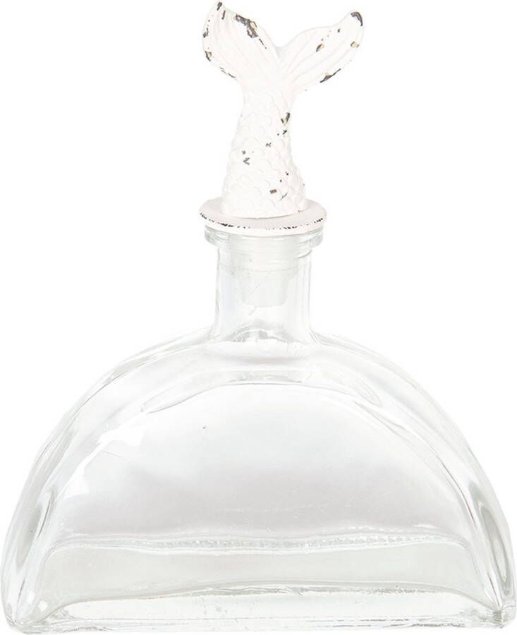 Clayre & Eef Decoratie Fles met flessenstop 14*5*17 cm Transparant Glas Kunststof Mini Fles