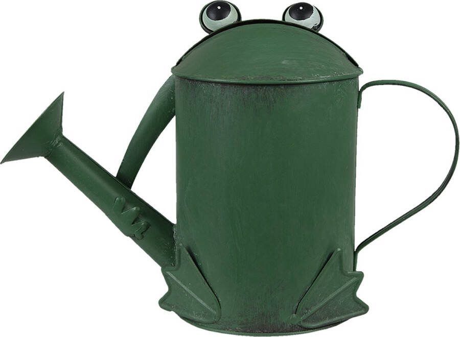Clayre & Eef Decoratie Gieter 37x15x25 cm Groen Metaal Kikker Plantengieter