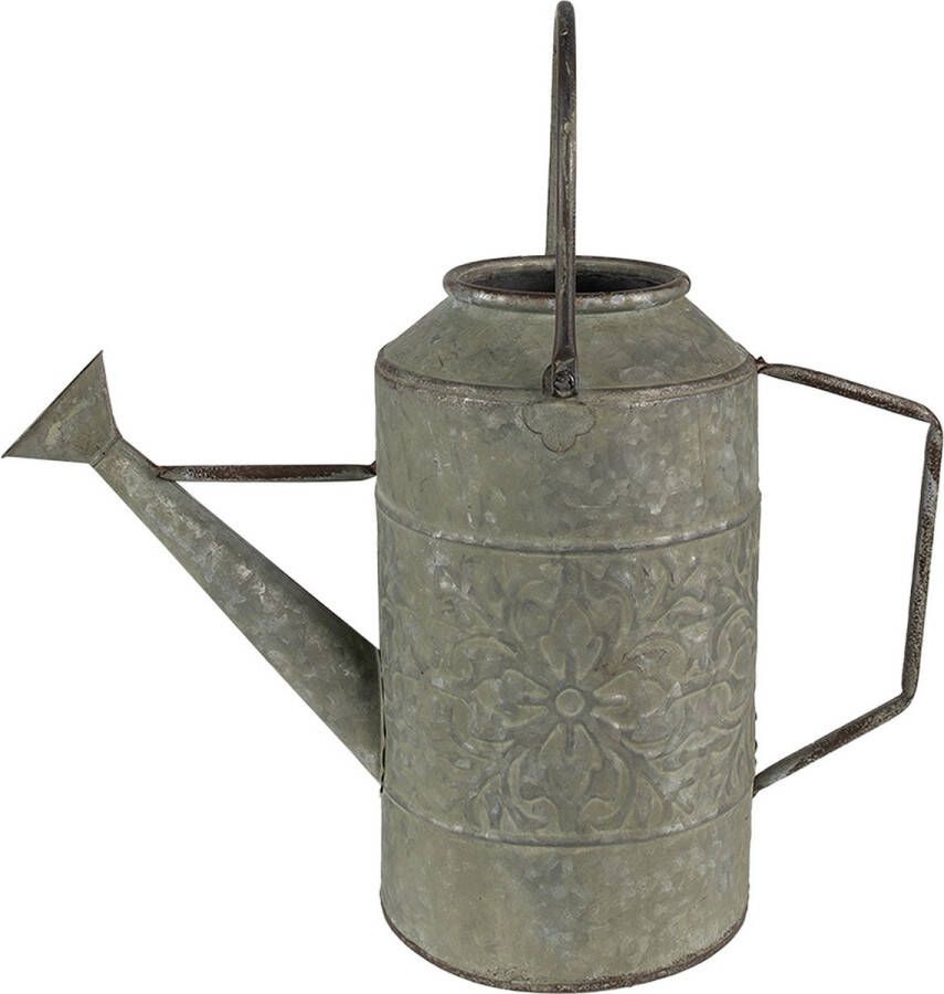 Clayre & Eef Decoratie Gieter 42x17x42 cm Grijs Groen Metaal Woonaccessoires
