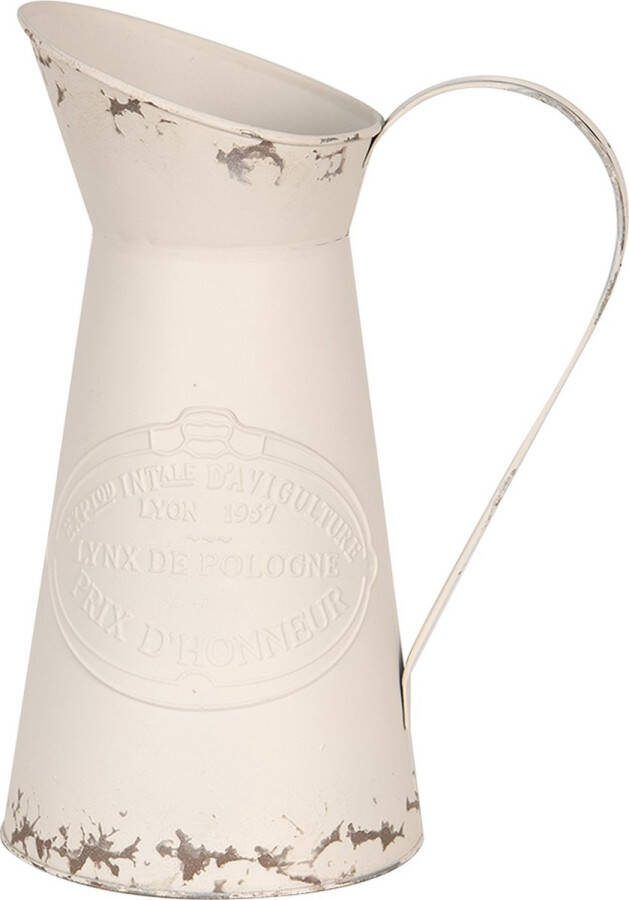 Clayre & Eef Decoratie Kan 27 cm Wit Metaal Woonaccessoires