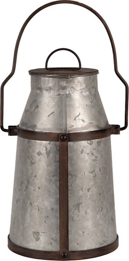 Clayre & Eef Decoratie Melkbus 31 cm Grijs Bruin Metaal Rond Melkkan
