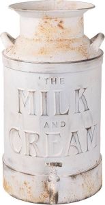 Clayre & Eef Decoratie Melkbus met kraantje 21*27*38 cm 8000 ml Wit Metaal Rond Milk and Cream Melkkan