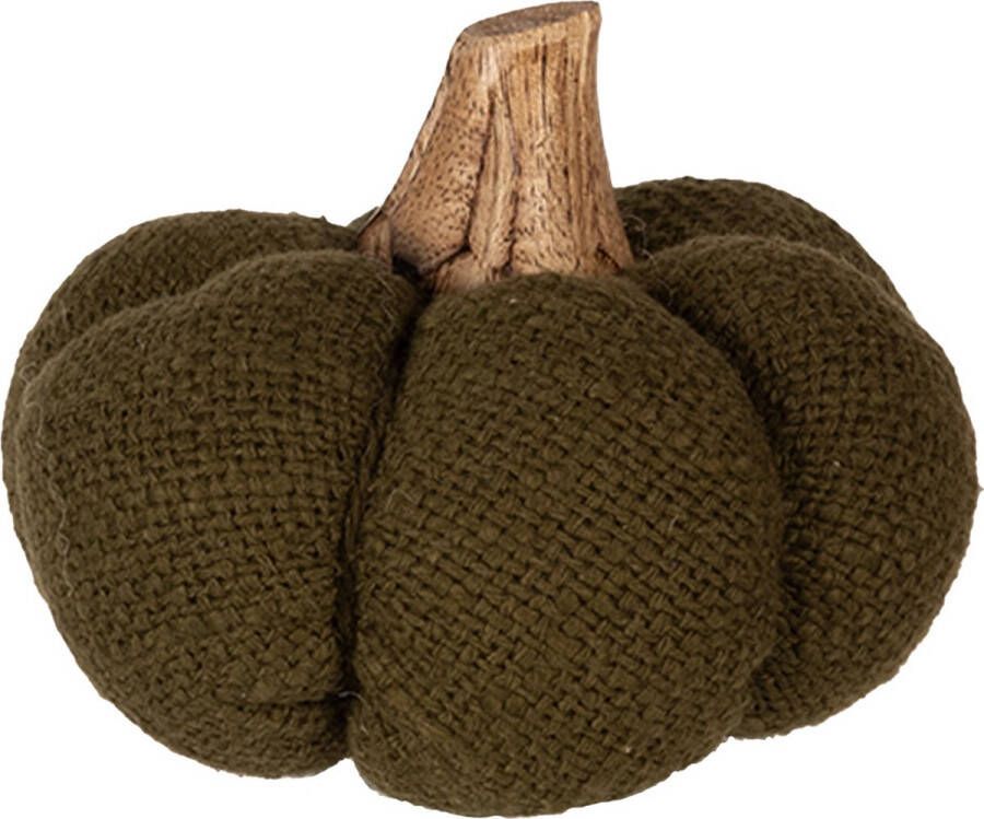 Clayre & Eef Decoratie Pompoen 8 cm Groen Stof Woondecoratie Groen Woondecoratie