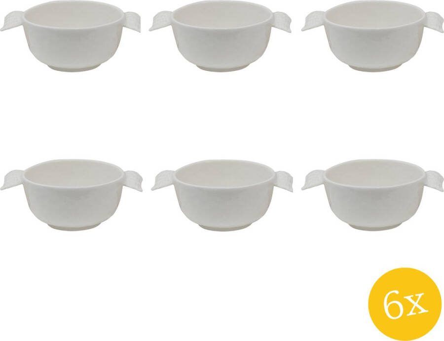 Clayre & Eef Decoratie Schaal set van 6 stuks Schaal 150 ml Wit Keramiek Vleugels