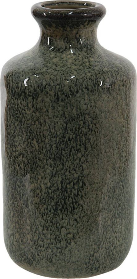 Clayre & Eef Vaas Ø 12*26 cm Groen Keramiek Decoratie Vaas Decoratie Pot Bloempot binnen