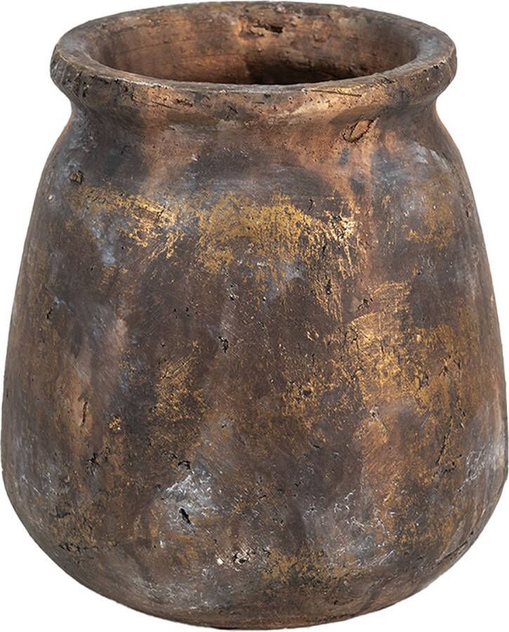 Clayre & Eef Vaas Ø 16*18 cm Bruin Terracotta Rond Decoratie Vaas Decoratie Pot
