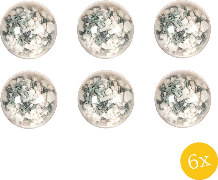 Clayre & Eef Deurknop set van 6 stuks 5 cm Grijs Wit Glas Metaal Rond Meubelknop