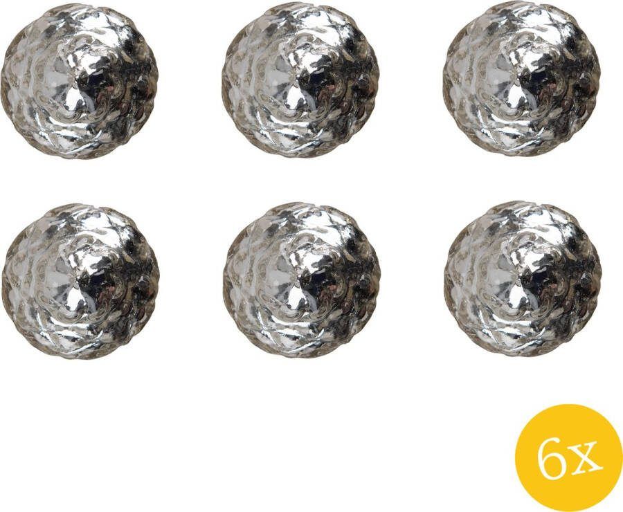 Clayre & Eef Deurknop set van 6 stuks Ø 6 cm Transparant Glas Rond Meubelknop