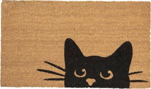 Clayre & Eef Deurmat 75*45*1 cm Bruin Kokosvezel Rubber Rechthoek Kat Kokosmat Mat Schoonloopmat