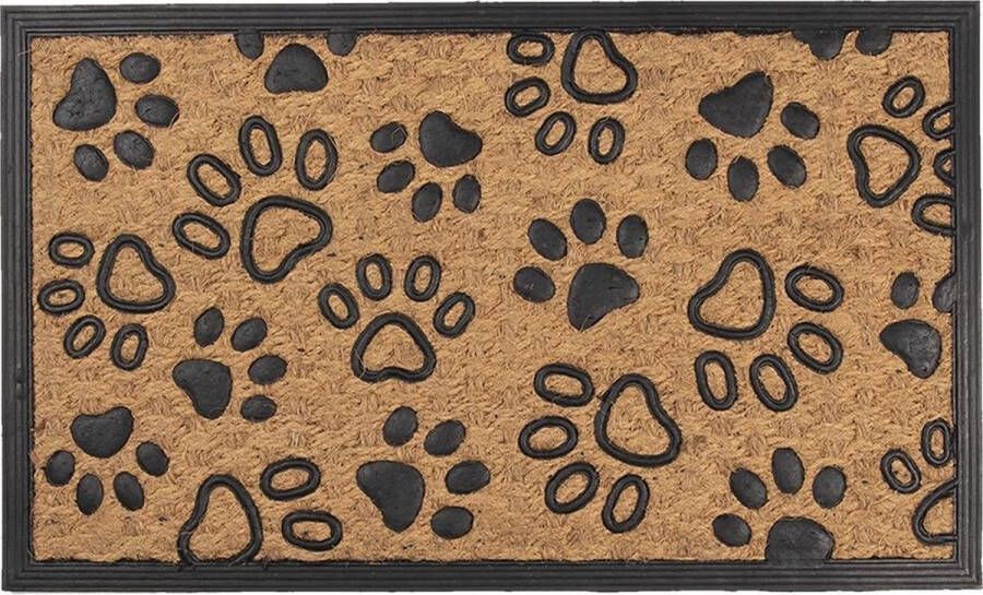 Clayre & Eef Deurmat 75x45 cm Bruin Zwart Kokosvezel Rubber Rechthoek Kokosmat