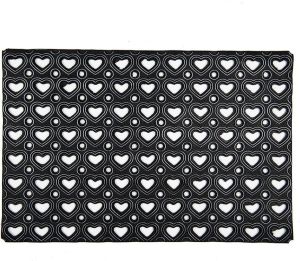 Clayre & Eef Deurmat 60*40*1 cm Zwart Rubber Rechthoek Hartjes Mat Schoonloopmat Doormat