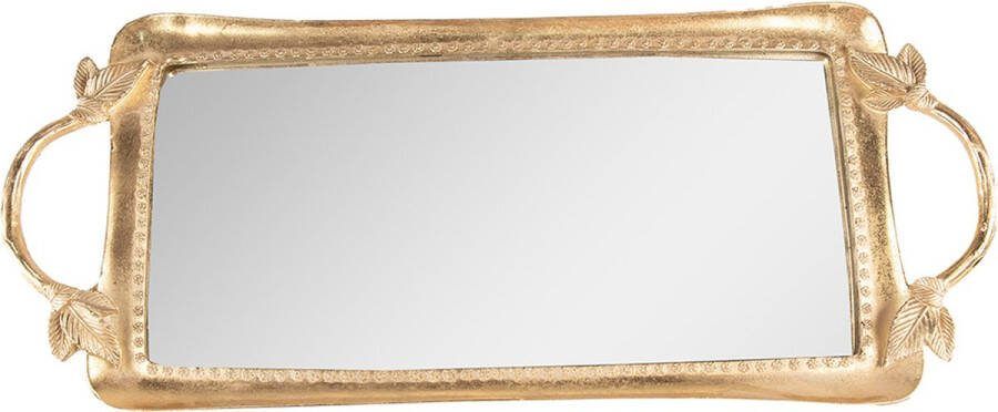 Clayre & Eef Dienblad 51x22 cm Goudkleurig Kunststof Glas Rechthoek Goudkleurig