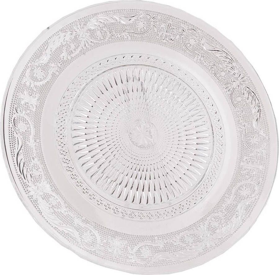 Clayre & Eef Dinerbord Ø 25 cm Glas Rond Eetbord Groot bord