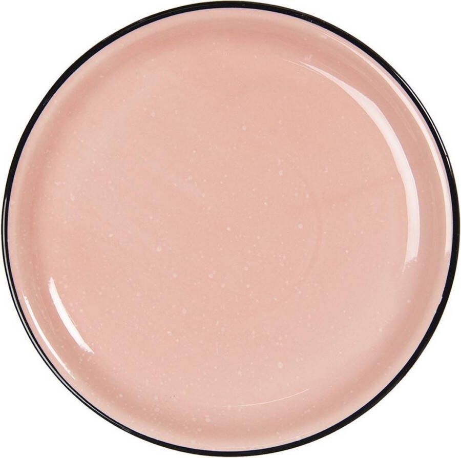 Clayre & Eef Dinerbord Ø 27 cm Roze Keramiek Rond Eetbord Groot bord
