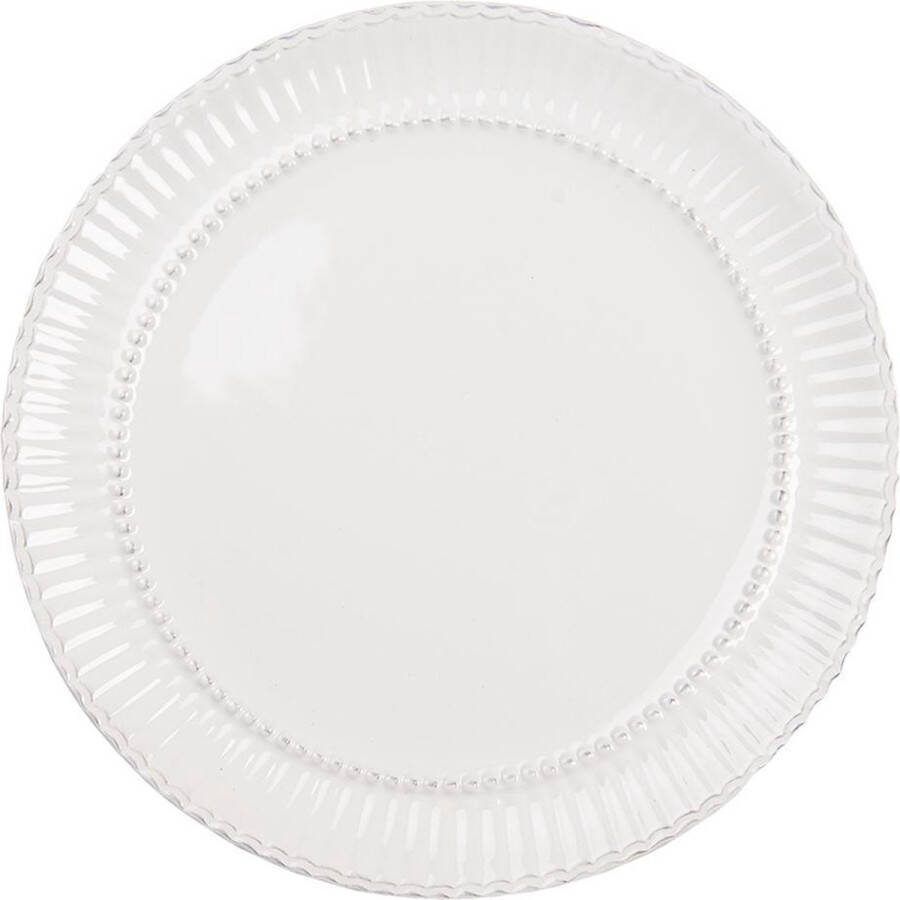Clayre & Eef Dinerbord Ø 27 cm Wit Dolomiet Rond Bord