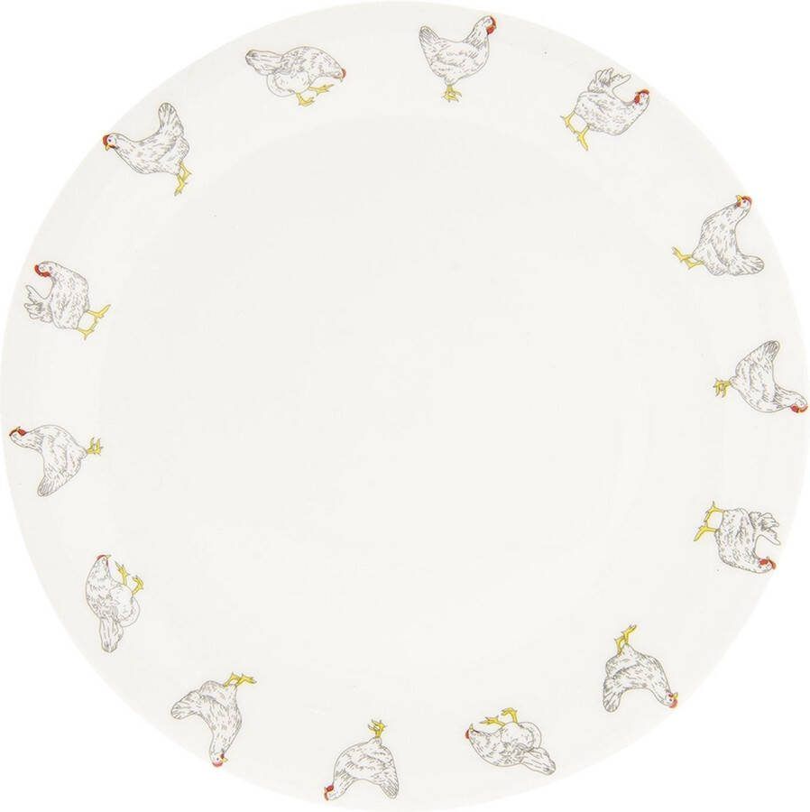 Clayre & Eef Dinerbord Ø 28 cm Beige Keramiek Rond Kippen Eetbord