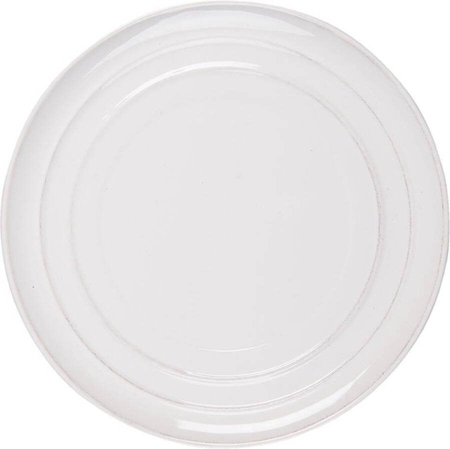Clayre & Eef Dinerbord Ø 28 cm Wit Keramiek Rond Eetbord