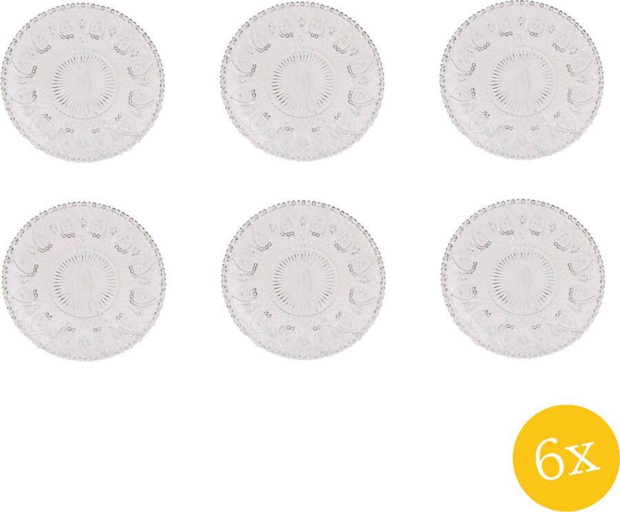 Clayre & Eef Dinerbord set van 6 stuks Ø 22 cm Glas Rond Eetbord