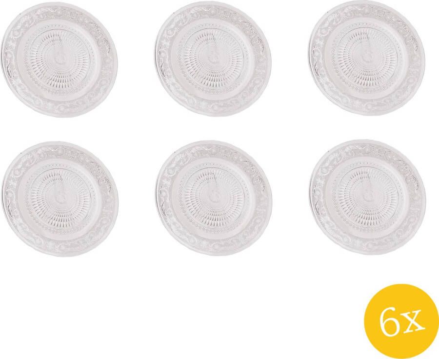 Clayre & Eef Dinerbord set van 6 stuks Ø 25 cm Glas Rond Eetbord