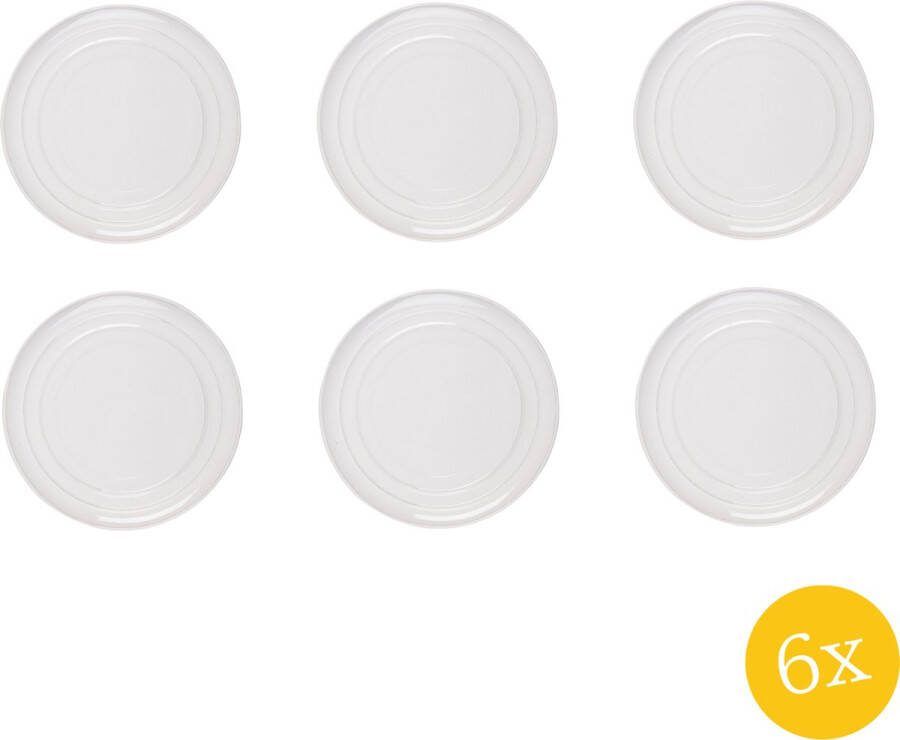 Clayre & Eef Dinerbord set van 6 stuks Ø 28 cm Wit Keramiek Rond Eetbord