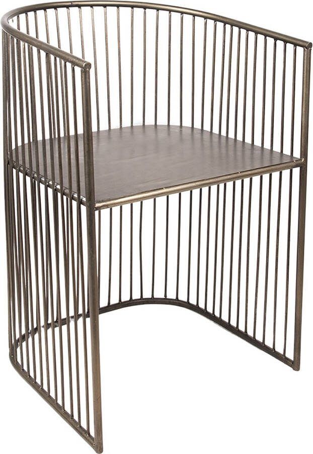 Clayre & Eef Eetkamerstoel 53x51x79 cm Grijs Ijzer Halfrond Stoel Grijs Stoel