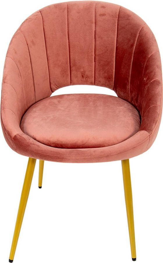 Clayre & Eef Eetkamerstoel 58x65x85 cm Roze Ijzer Textiel Stoel Roze Stoel