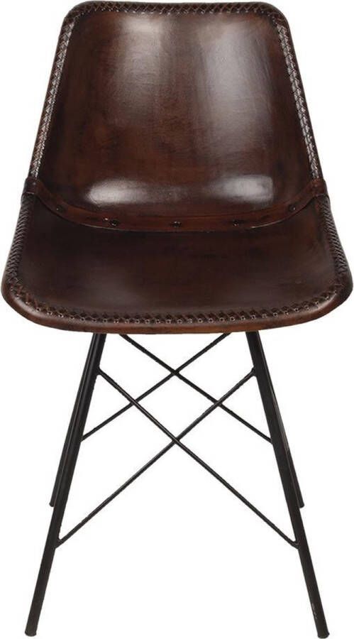 Clayre & Eef Eetkamerstoelen 46*48*79 cm Bruin Leder Rechthoek Eetstoelen Keukenstoelen Tafelstoelen EetstoelenKeukenstoelenTafelstoelen