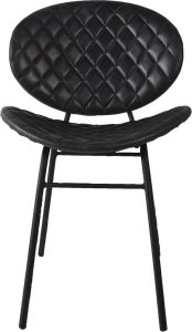 Clayre & Eef Eetkamerstoelen 51*57*78 cm Zwart Leder Eetstoelen Keukenstoelen Tafelstoelen