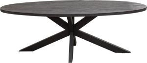 Clayre & Eef Eettafel 220x100x76 cm Zwart Hout Ovaal Tafel Zwart Tafel