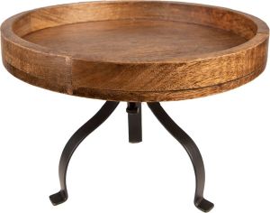 Clayre & Eef Etagère Ø 24x15 cm Bruin Hout Ijzer Serveerschaal Bruin Serveerschaal