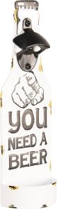 Clayre & Eef Flesopener 10x5x32 Cm Wit Zwart Ijzer Rechthoek You Need A Beer Bieropener Flessenopener Wit Bieropener