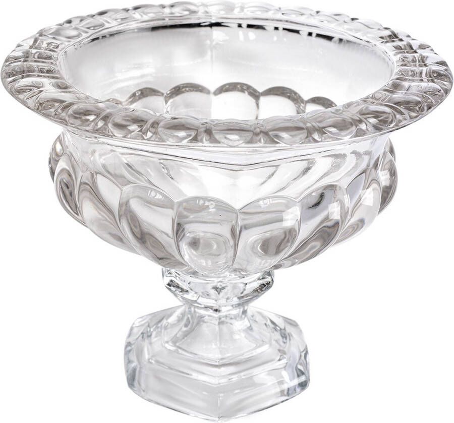 Clayre & Eef Fruitschaal Ø 21x25 cm Transparant Glas Serveerschaal Transparant Serveerschaal