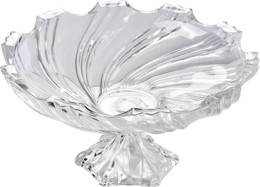 Clayre & Eef Fruitschaal Ø 38x21 cm Transparant Glas Serveerschaal Transparant Serveerschaal