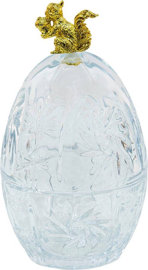 Clayre & Eef Glazen potje Ø 10x18 cm Glas Ovaal Eekhoorn Potje Transparant Potje