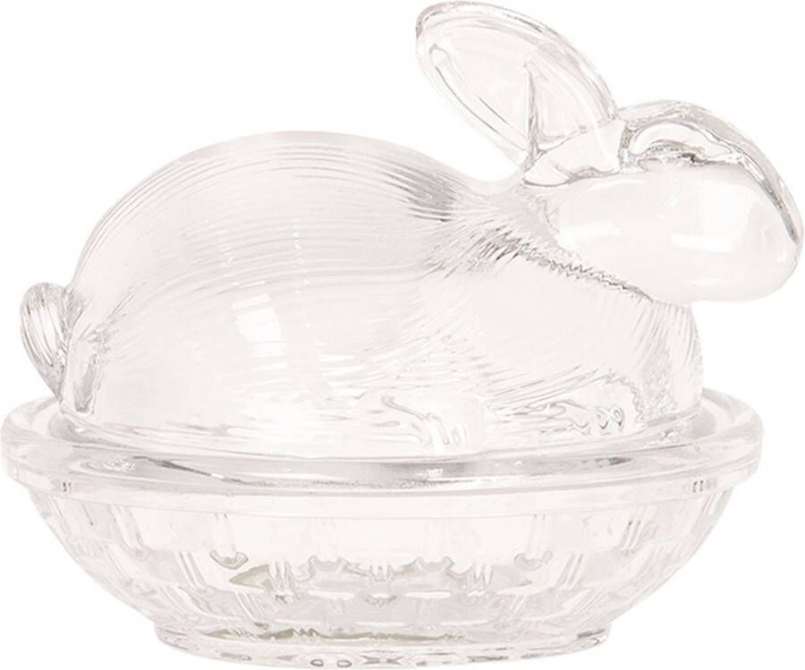 Clayre & Eef Glazen potje 12x8x9 cm Glas Ovaal Konijn Potje